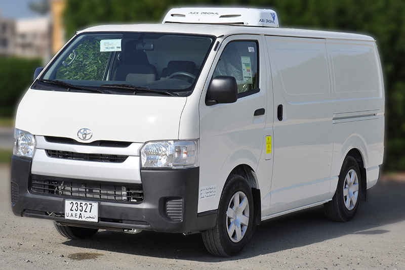 Refrigerated chiller van parked in Dubai, ready for frozen food delivery