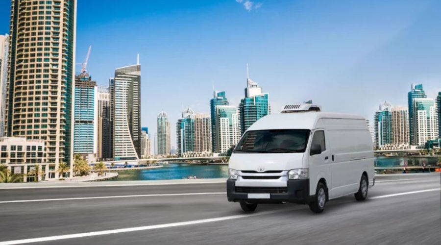 Chiller truck parked for food delivery in the UAE